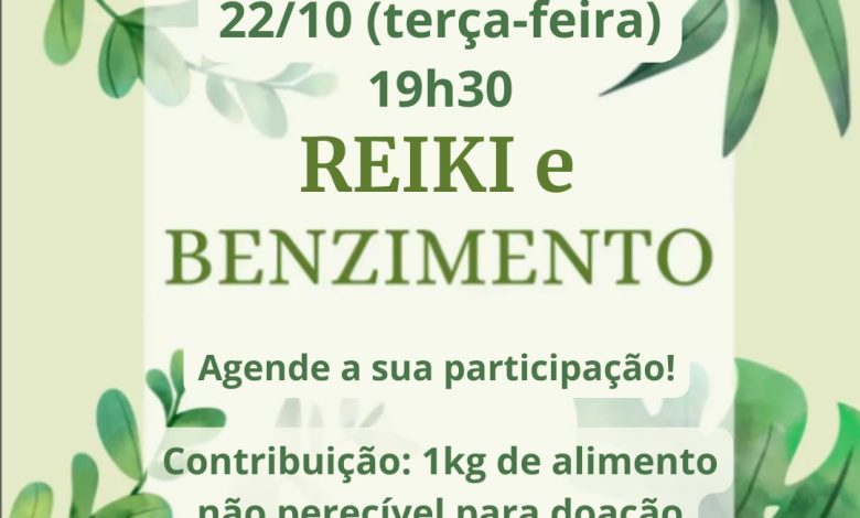 ✨ Ação Social na OCA Parauapebas ✨ Junte-se a nós no dia 22 de outubro para uma noite especial de cura e solidariedade! Oferecemos Reiki e Benzimento, práticas que promovem o equilíbrio do corpo, mente e espírito. Traga 1 kg de alimento não perecível para ajudar famílias em situação de vulnerabilidade. Venha vivenciar essa energia transformadora e fazer o bem juntos! 🌟 📅 Data: 22 de outubro (terça-feira) 📍 Local: OCA Parauapebas - Rua Tom Jobim, 11, Chácara das Estrelas ⏰ Horário: 19h30 às 22h